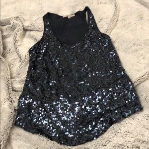 Blue sequins tank top